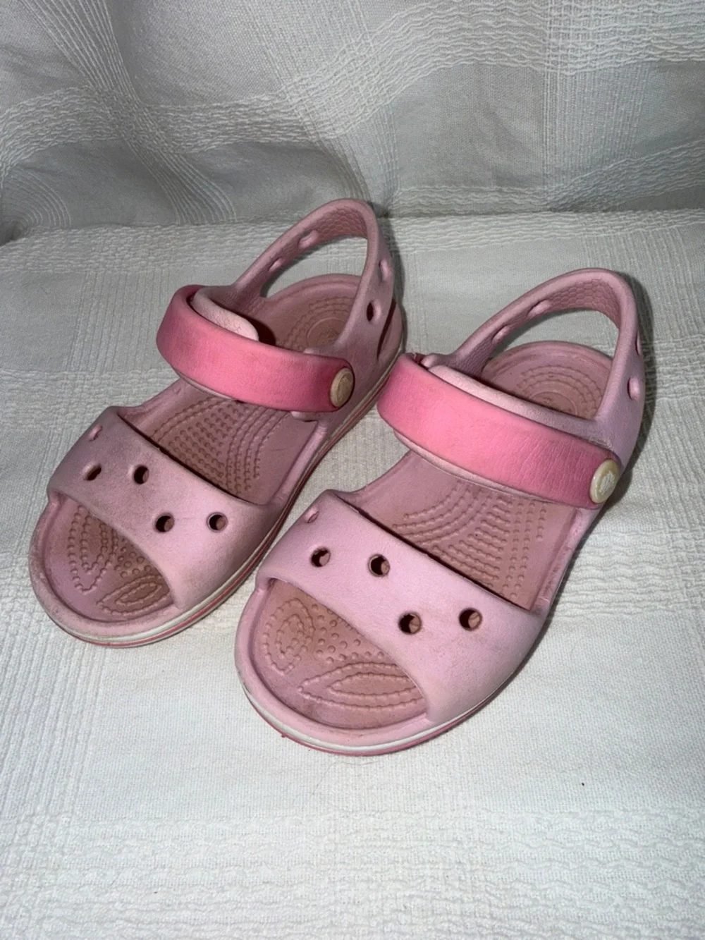 CROCS Kids Pink Dual-Strap Sandals size C7